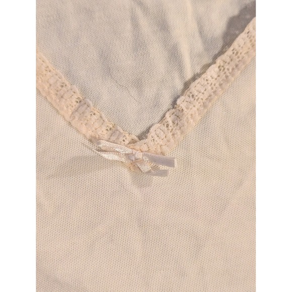 Cuddl Duds Women's Cream Lace Trim V Neck Sleeveless Tank Top L - Picture 2 of 4